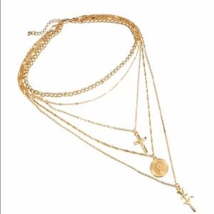 Rose & Cross Layered Necklace
